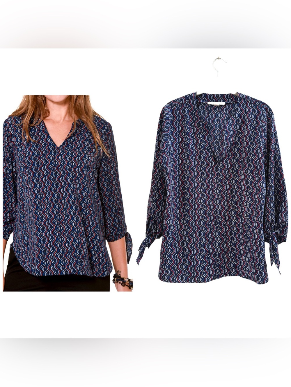 Michael Kors Navy Blue 3/4 Sleeve Lightweight Blouse Women’s Medium